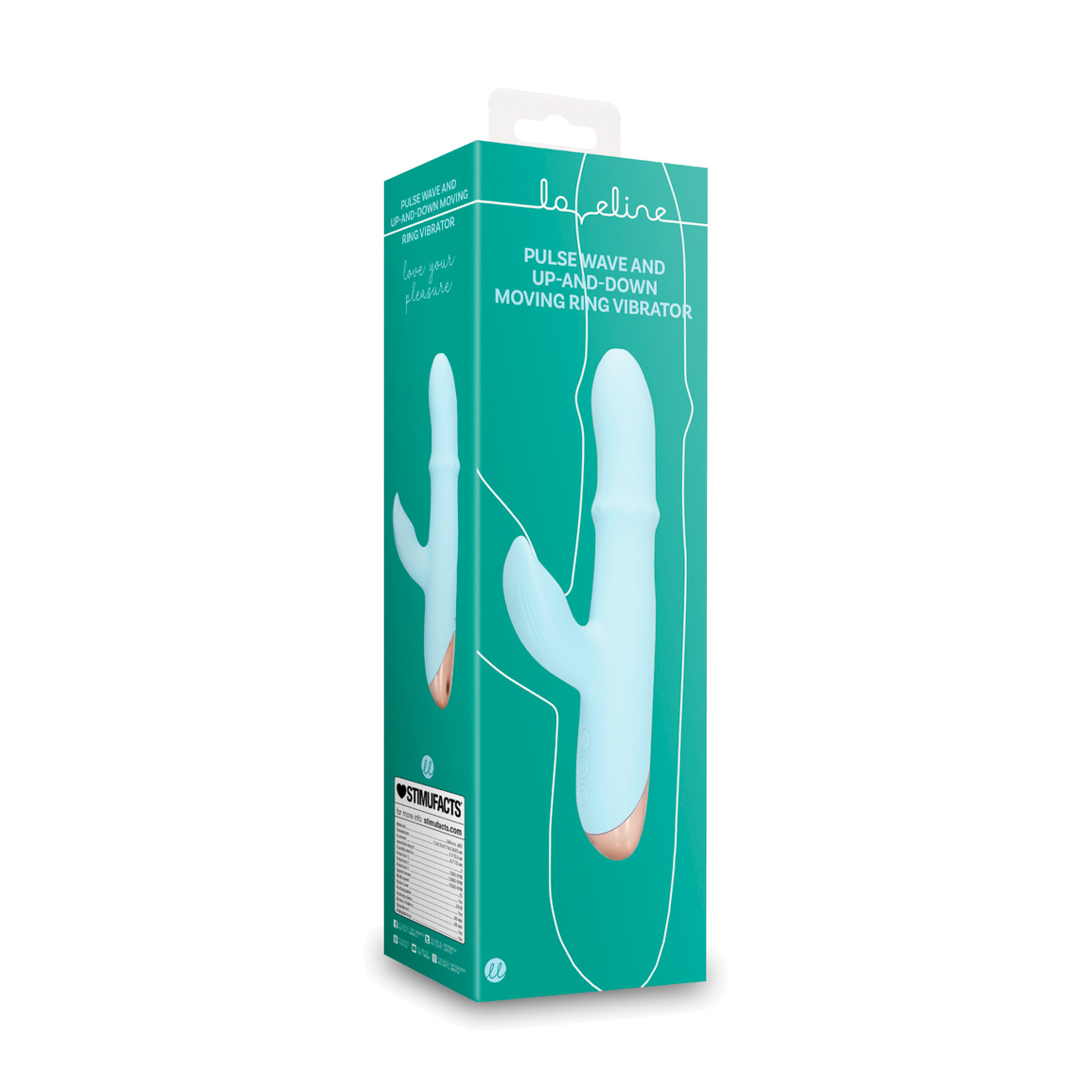 Кліторально-вагінальний вібратор Loveline Pulse Wave And Up-And-Down Moving Ring Vibrator блакитний, 1 шт