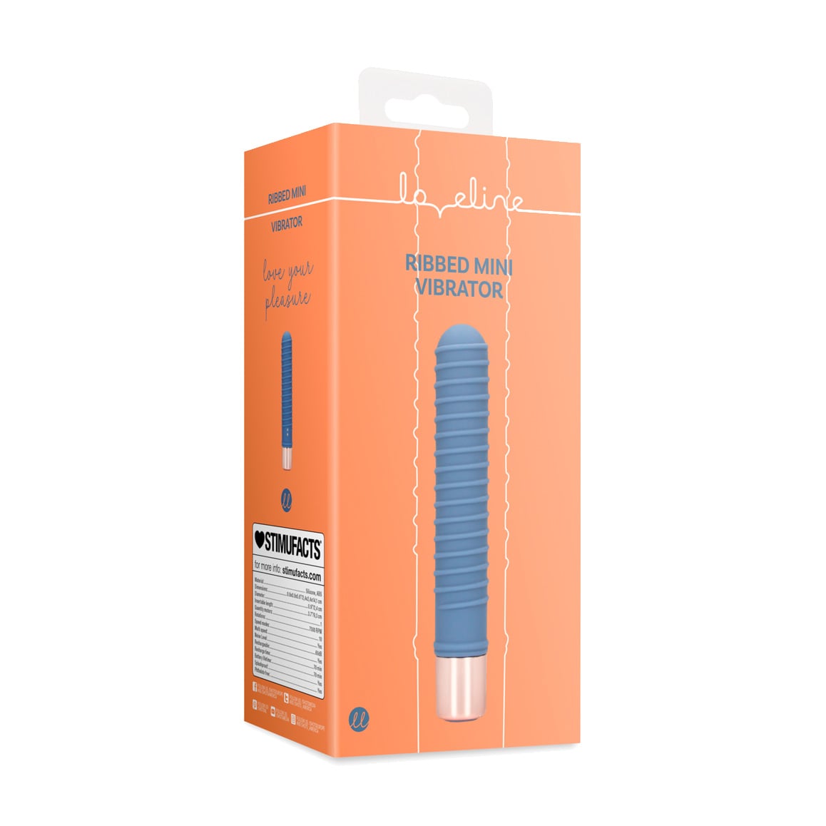 Міні-вібратор Loveline Ribbed Mini Vibrator синій, 1 шт